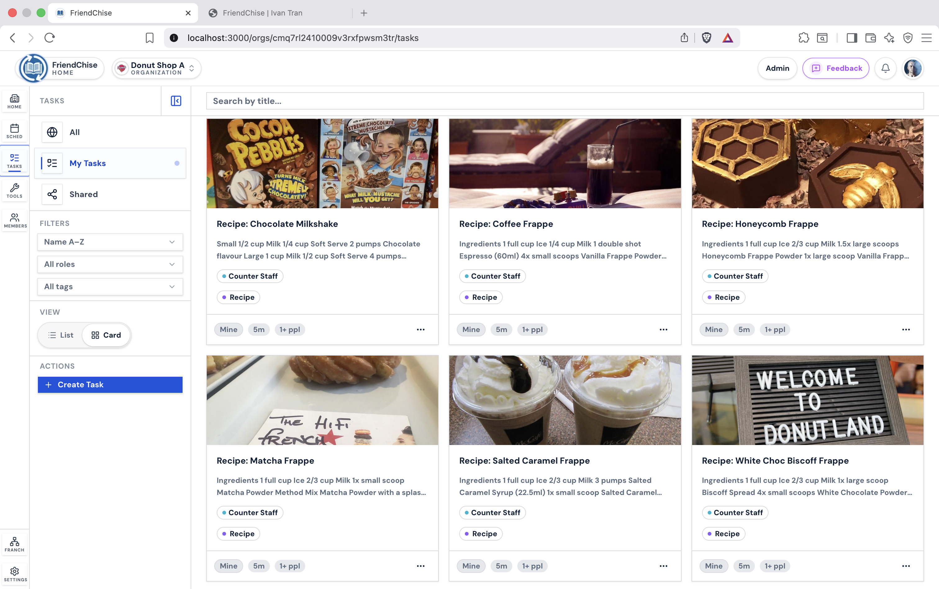 Task library — list view